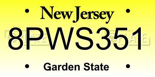 8PWS351 New Jersey License Plate