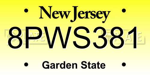 8PWS381 New Jersey License Plate