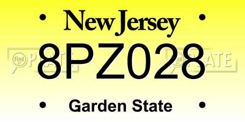 8PZ028 New Jersey License Plate