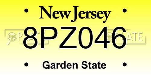 8PZ046 New Jersey License Plate