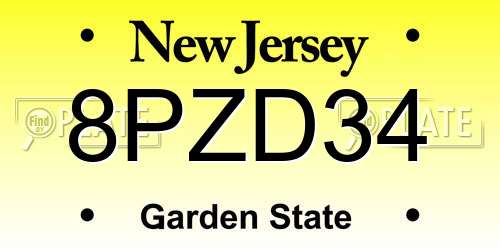 8PZD34 New Jersey License Plate