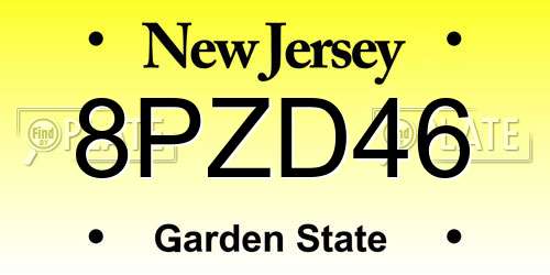 8PZD46 New Jersey License Plate