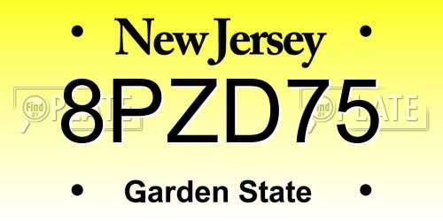 8PZD75 New Jersey License Plate