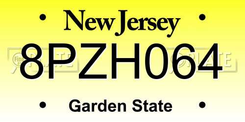 8PZH064 New Jersey License Plate