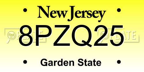 8PZQ25 New Jersey License Plate