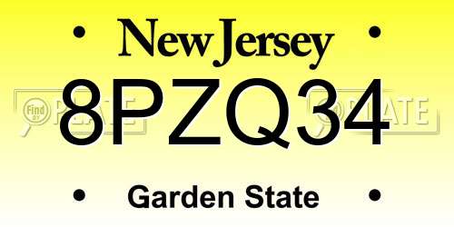 8PZQ34 New Jersey License Plate