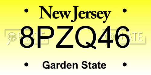 8PZQ46 New Jersey License Plate
