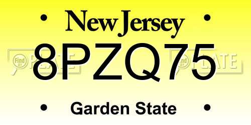 8PZQ75 New Jersey License Plate