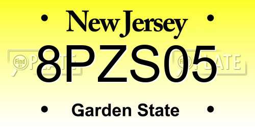 8PZS05 New Jersey License Plate