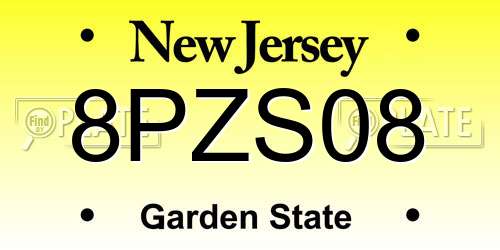 8PZS08 New Jersey License Plate