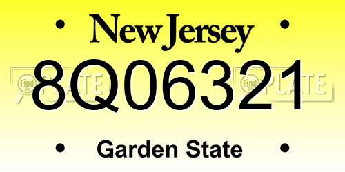 8Q06321 New Jersey License Plate