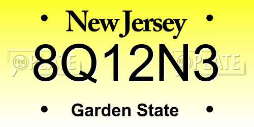 8Q12N3 New Jersey License Plate