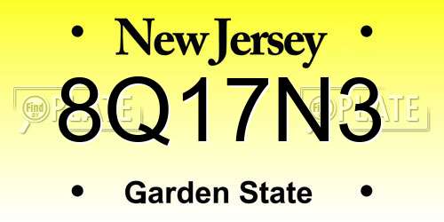 8Q17N3 New Jersey License Plate