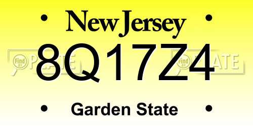 8Q17Z4 New Jersey License Plate