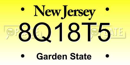 8Q18T5 New Jersey License Plate