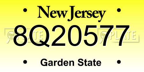 8Q20577 New Jersey License Plate