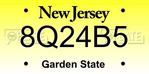 8Q24B5 New Jersey License Plate