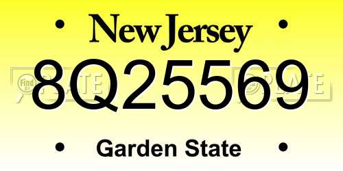 8Q25569 New Jersey License Plate