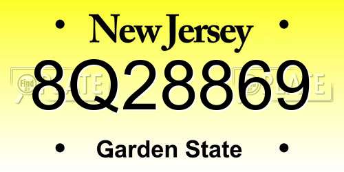 8Q28869 New Jersey License Plate
