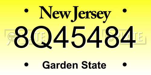 8Q45484 New Jersey License Plate