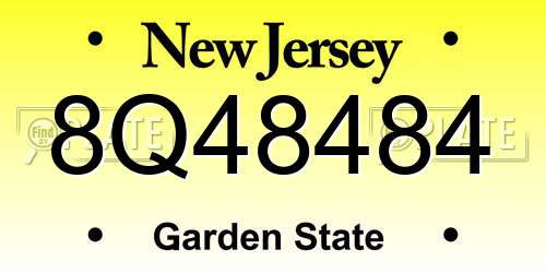 8Q48484 New Jersey License Plate