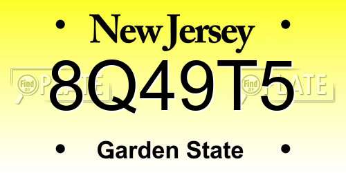 8Q49T5 New Jersey License Plate