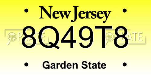 8Q49T8 New Jersey License Plate