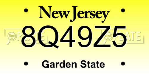 8Q49Z5 New Jersey License Plate