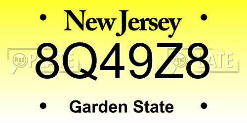 8Q49Z8 New Jersey License Plate