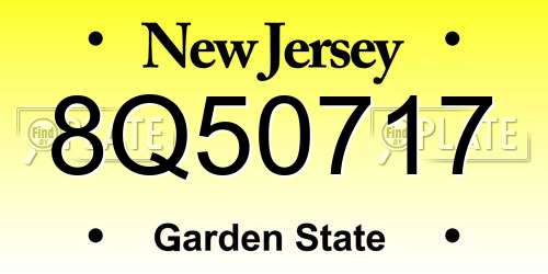 8Q50717 New Jersey License Plate