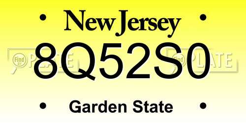 8Q52S0 New Jersey License Plate