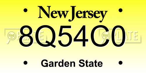 8Q54C0 New Jersey License Plate