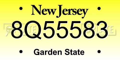 8Q55583 New Jersey License Plate