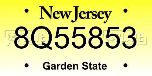 8Q55853 New Jersey License Plate
