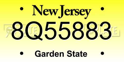 8Q55883 New Jersey License Plate