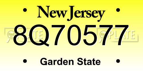 8Q70577 New Jersey License Plate