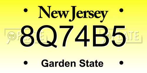 8Q74B5 New Jersey License Plate