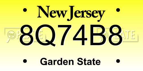 8Q74B8 New Jersey License Plate