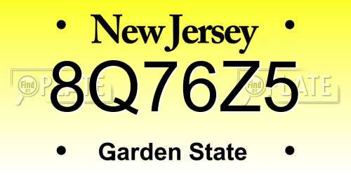 8Q76Z5 New Jersey License Plate