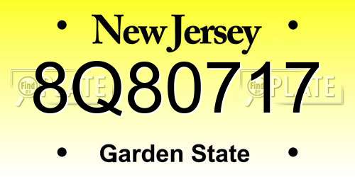 8Q80717 New Jersey License Plate