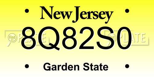 8Q82S0 New Jersey License Plate