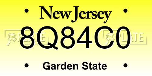 8Q84C0 New Jersey License Plate