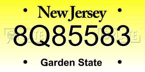 8Q85583 New Jersey License Plate