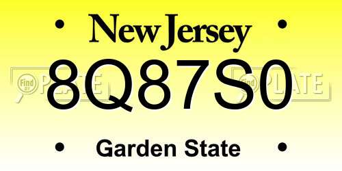 8Q87S0 New Jersey License Plate