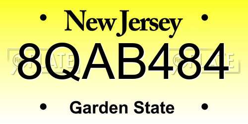 8QAB484 New Jersey License Plate