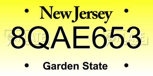 8QAE653 New Jersey License Plate