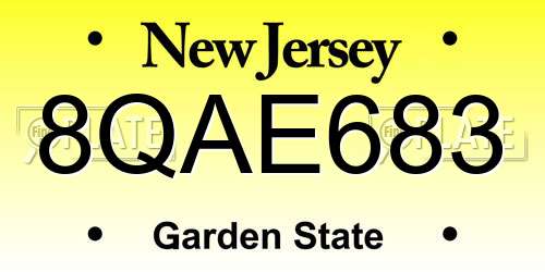 8QAE683 New Jersey License Plate