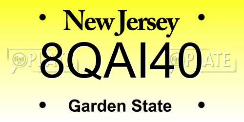8QAI40 New Jersey License Plate