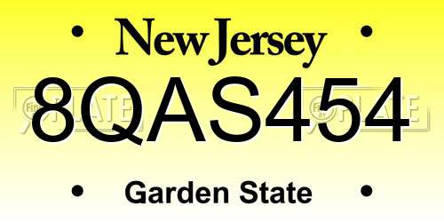 8QAS454 New Jersey License Plate