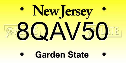8QAV50 New Jersey License Plate